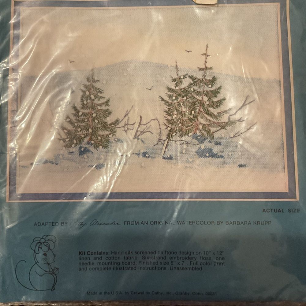 Winter Pines Holiday Cross Stitch Kit - Blue - Picture 2 of 6